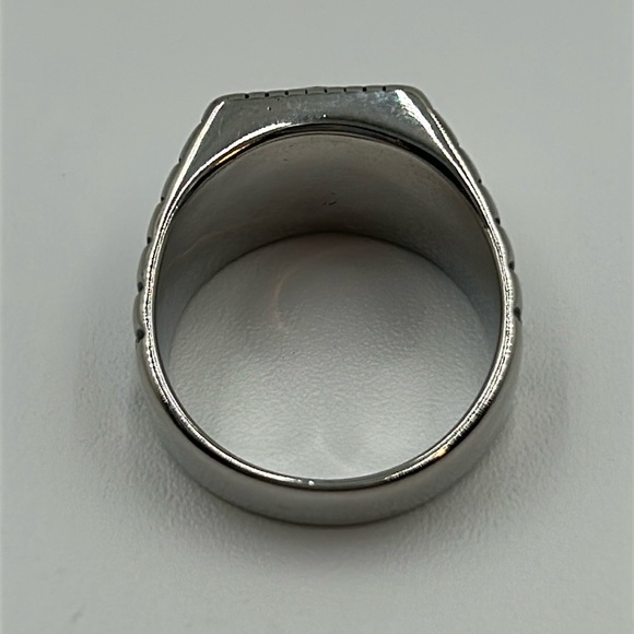 2312- Green Color Cubic Zirconia Handmade Men's Ring Size 13.5 NWT - Picture 4 of 7